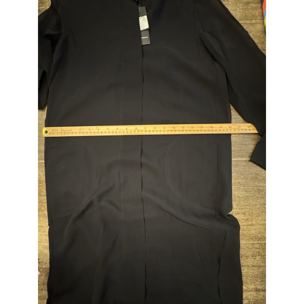 Club Monaco Sheer Long Sleeve Silk Shirtdress black size 0 NWT $229 Belted - Picture 12 of 13